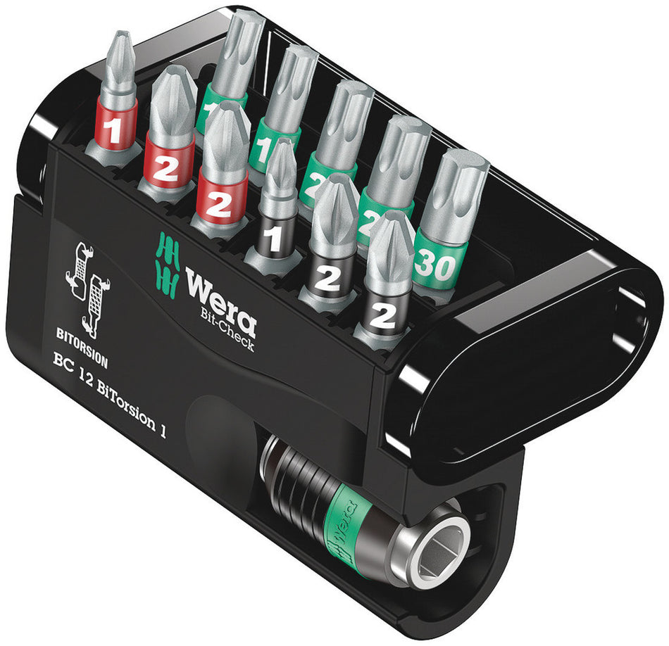 Wera 05136385001 Bit-Check 12 BiTorsion 1 SB, 12 pieces