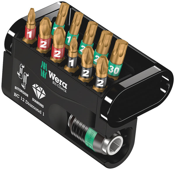 Wera 05136392001 Bit-Check 12 Diamond 1 SB, 12 pieces