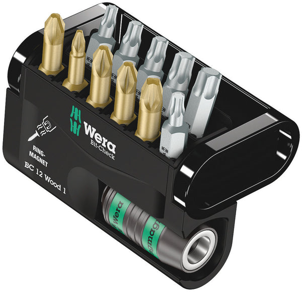 Wera 05136390001 Bit-Check 12 Wood 1 SB, 12 pieces