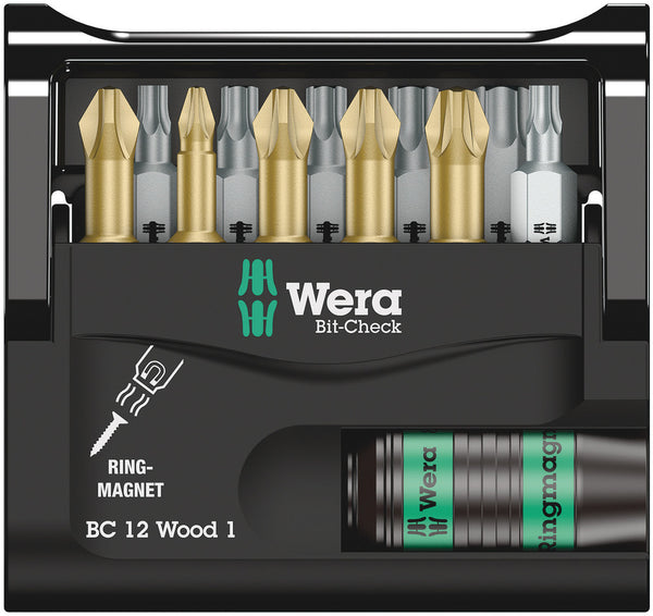 Wera 05057423001 Bit-Check 12 Wood 1, 12 pieces