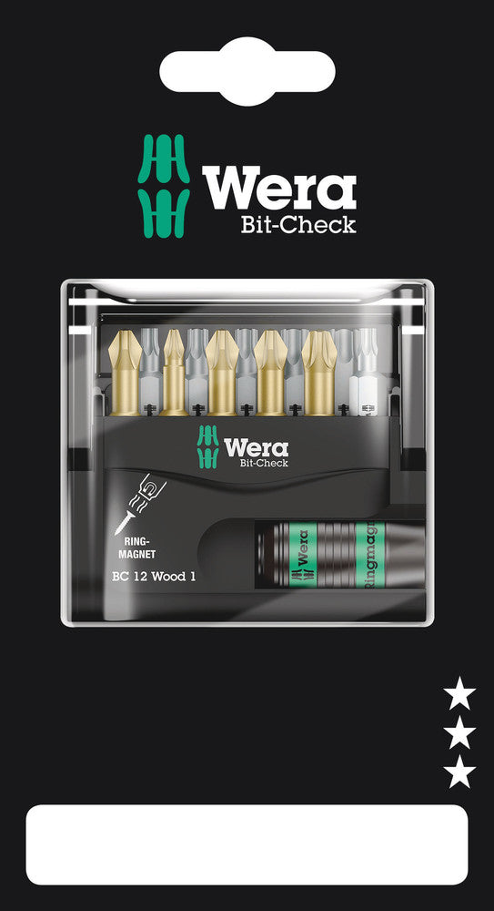 Wera 05136390001 Bit-Check 12 Wood 1 SB, 12 pieces