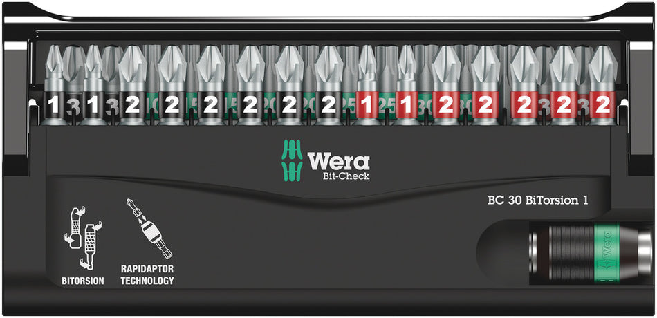 Wera 05057430001 Bit-Check 30 BiTorsion 1, 30 pieces
