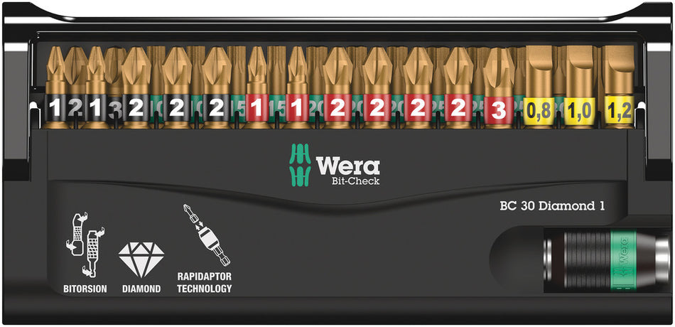 Wera 05057431001 Bit-Check 30 Diamond 1, 30 pieces
