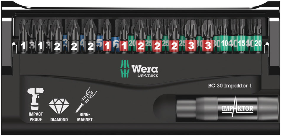 Wera 05057690001 Bit-Check 30 Impaktor 1, 30 pieces