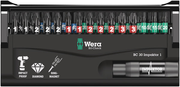 Wera 05057690001 Bit-Check 30 Impaktor 1, 30 pieces