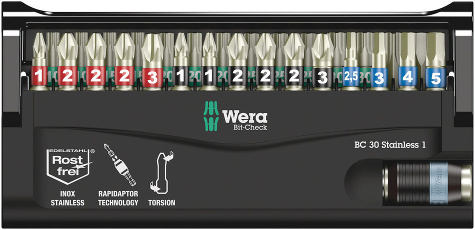 Wera 05071109001 Bit-Check 30 Stainless 1, 30 pieces