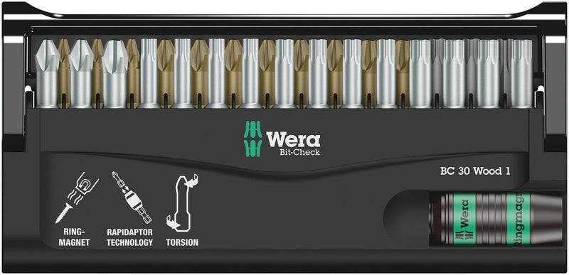 Wera 05057433001 Bit-Check 30 Wood 1, 30 pieces