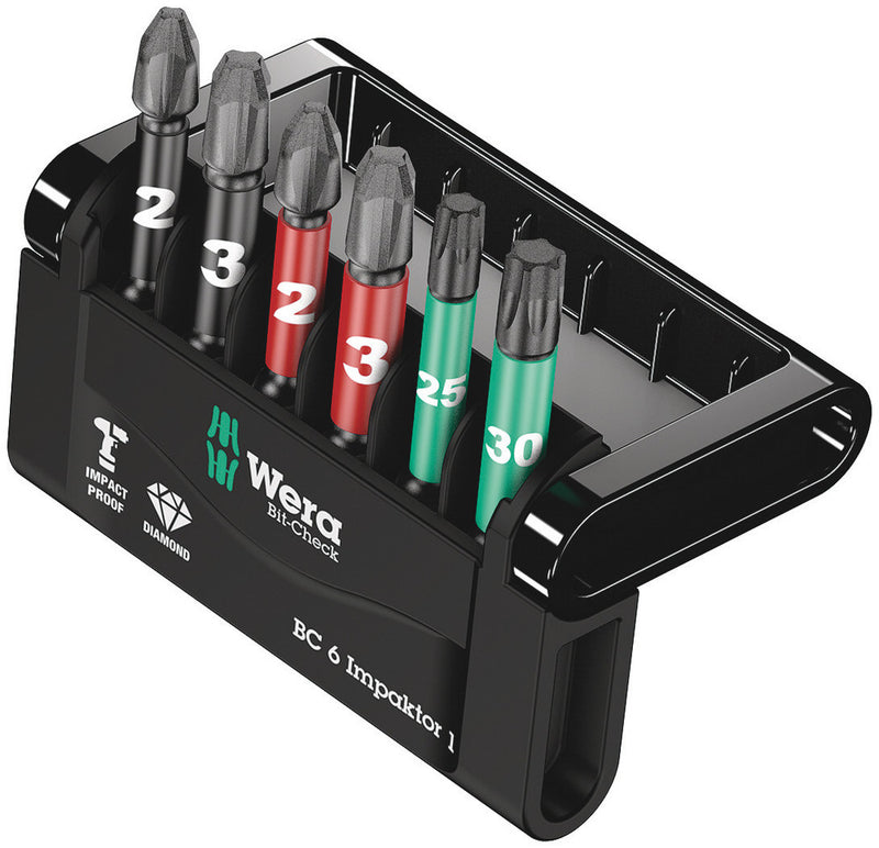 Wera 05073890001 Bit-Check 6 Impaktor 1 SB, 6 pieces