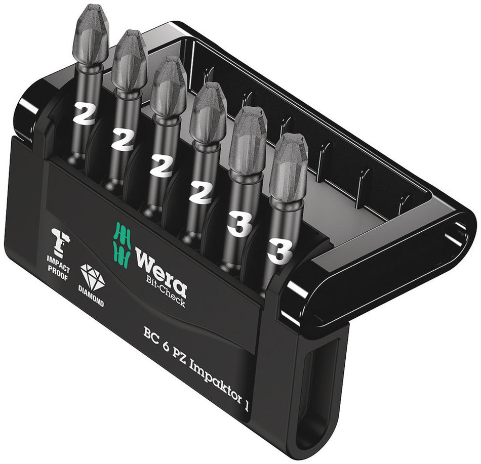 Wera 05057692001 Bit-Check 6 PZ Impaktor 1, 6 pieces