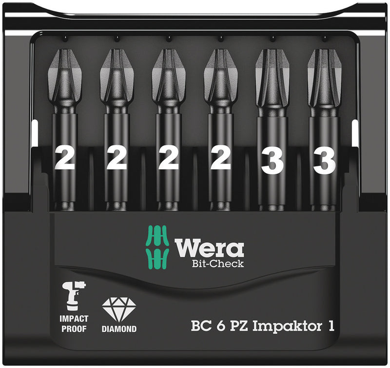 Wera 05057692001 Bit-Check 6 PZ Impaktor 1, 6 pieces