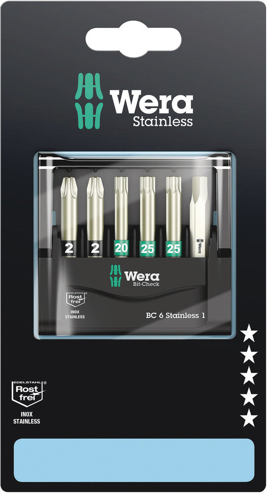 Wera 05073634001 Bit-Check 6 Stainless 1 SB, 6 pieces