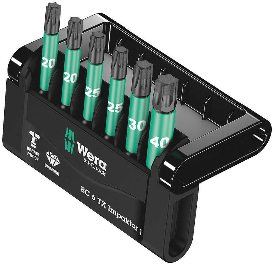 Wera 05057693001 Bit-Check 6 TX Impaktor 1, 6 pieces