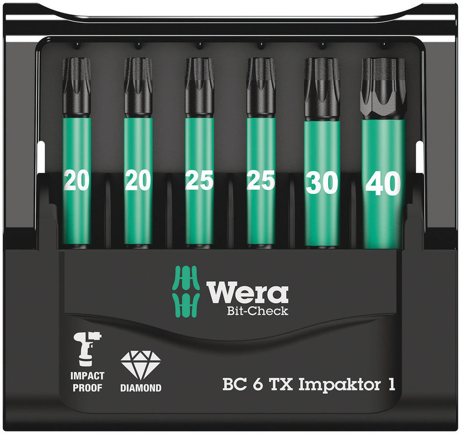 Wera 05057693001 Bit-Check 6 TX Impaktor 1, 6 pieces