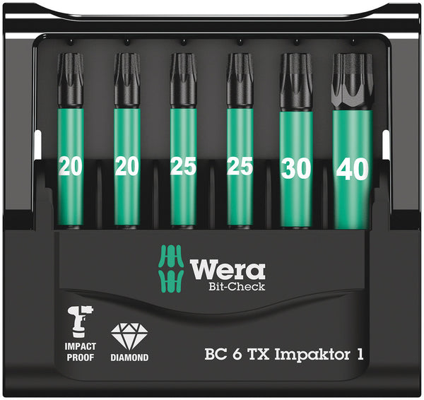 Wera 05057693001 Bit-Check 6 TX Impaktor 1, 6 pieces