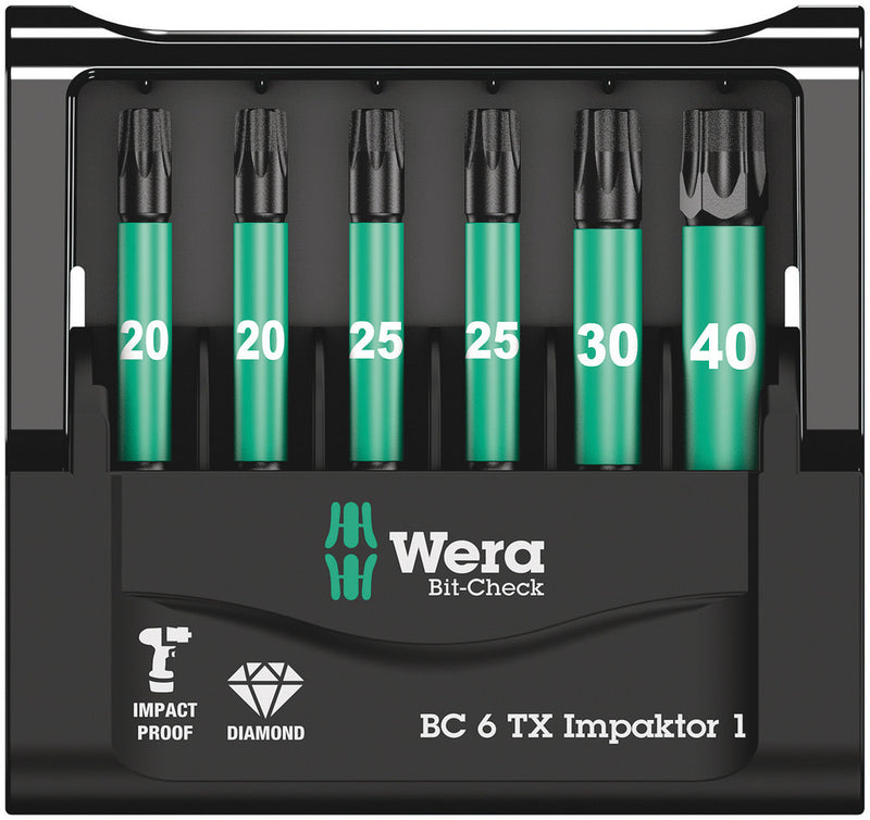 Wera 05057693001 Bit-Check 6 TX Impaktor 1, 6 pieces