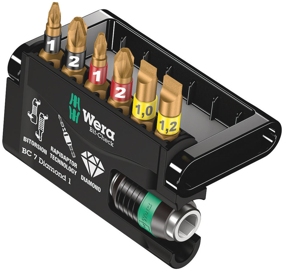 Wera 05073419001 Bit-Check 7 Diamond 1 SB, 7 pieces