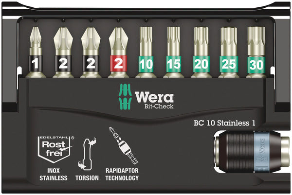 Wera 05073630001 Bit-Check 10 Stainless 1 SB, 10 pieces