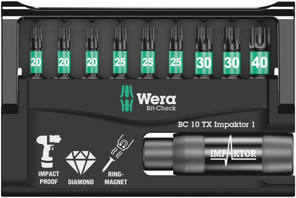 Wera 05057688001 Bit-Check 10 TX Impaktor 1, 10 pieces