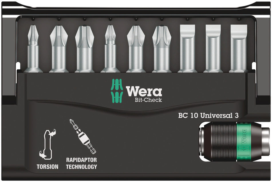 Wera 05056375001 Bit-Check 10 Universal 3, 10 pieces