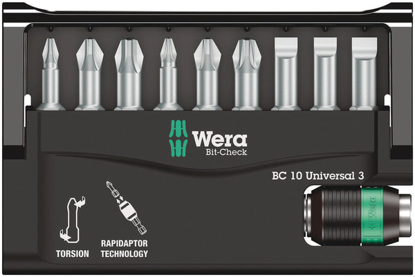 Wera 05056375001 Bit-Check 10 Universal 3, 10 pieces