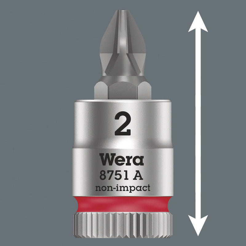 Wera 05003352001 8751 A Phillips Zyklop bit socket, 1/4" drive, PH 3 x 28 mm