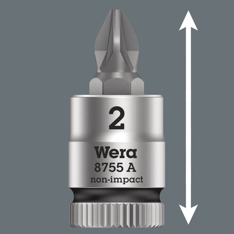 Wera 05003355001 8755 A Pozidriv Zyklop bit socket, 1/4" drive, PZ 3 x 28 mm