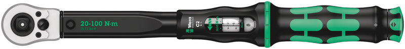 Wera 05075625001 Click-Torque C 2 Push R/L adjustable torque wrench for clockwise and anti-clockwise torque-control, 20-100 Nm, 1/2" x 20-100 Nm