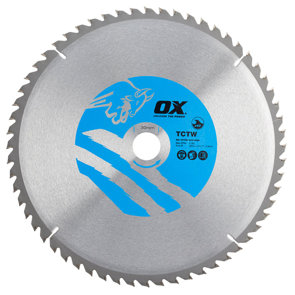 OX Tools OX-TCTW-3053060 Wood Cutting Circular Saw Blade 305/30mm, 60 Teeth ATB