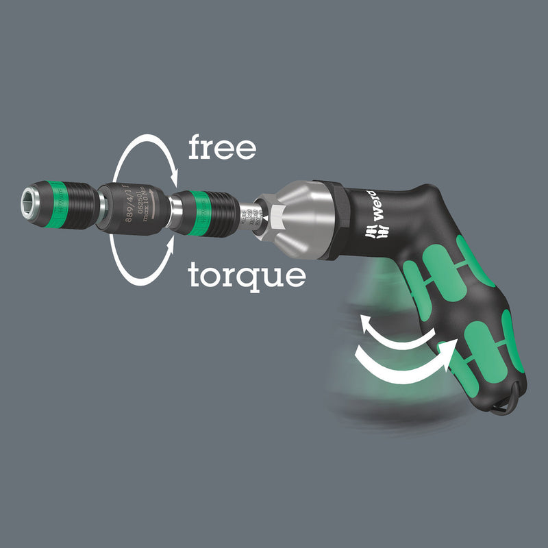 Wera 05052501001 889/4/1 F Rapidaptor free-running bit holder for torque screwdrivers with pistol handle, 1/4" x 64 mm