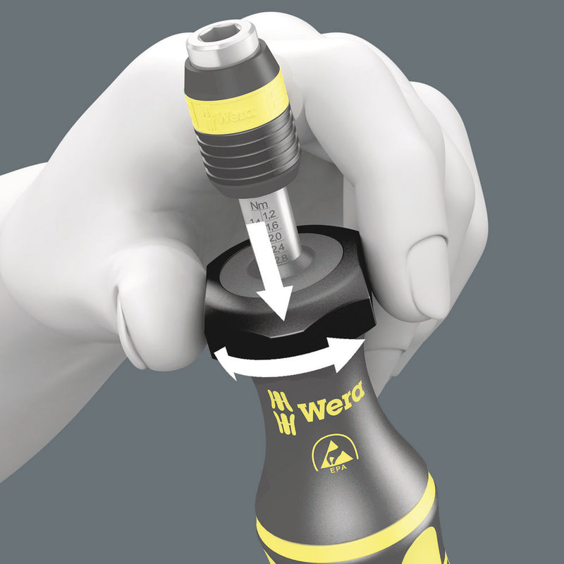 Wera 05074780001 Series 7400 Kraftform ESD adjustable torque screwdrivers (0.1-3.0 Nm) with Rapidaptor quick-release chuck, 7430 ESD x 0.10-0.34 Nm