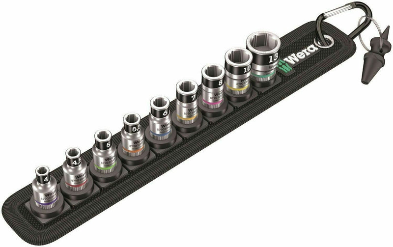 Wera 003880 1/4in 10 Piece 4-13mm Hex socket Set