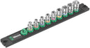 Wera 05005400001 Magnetic socket rail A 4 Zyklop socket set, 1/4" drive, 9 pieces