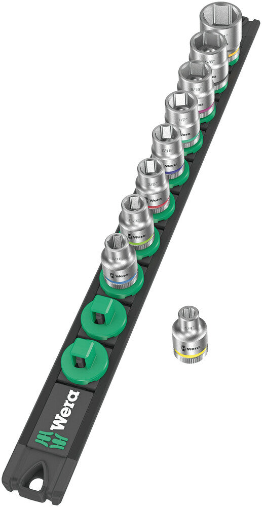Wera 05005450001 Magnetic socket rail B Imperial 1 Zyklop socket set 3/8" drive, imperial, 9 pieces
