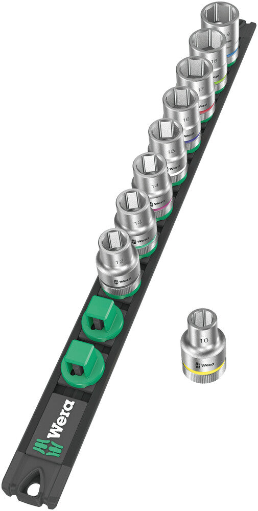 Wera 05005460001 Magnetic socket rail C 4 Zyklop socket set, 1/2" drive, 9 pieces