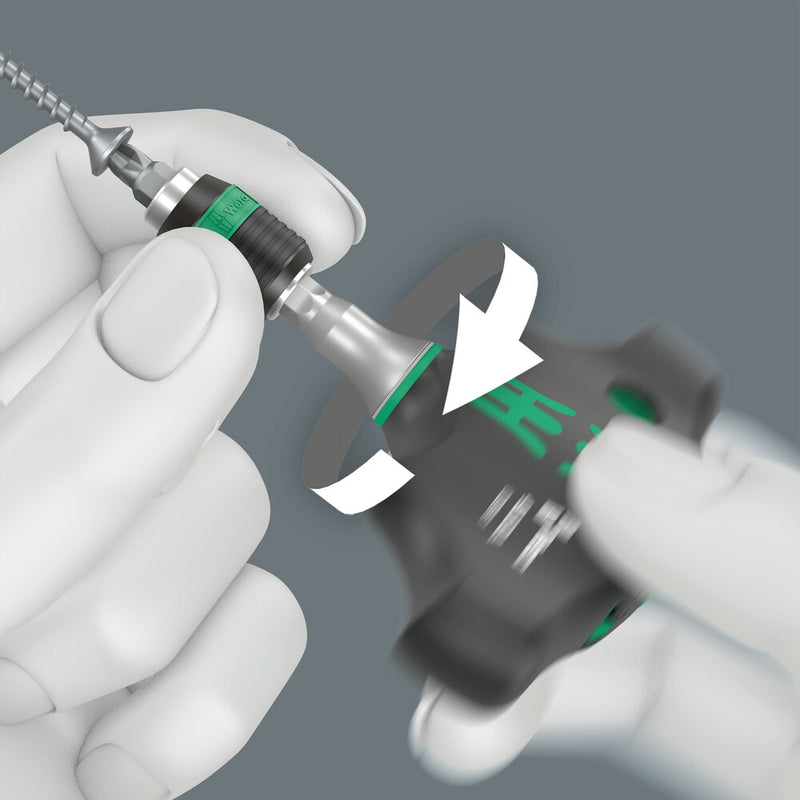 Wera 05023461001 416 RA T-handle bitholding screwdriver with ratchet function and Rapidaptor quick-release chuck, 1/4 x 45 mm
