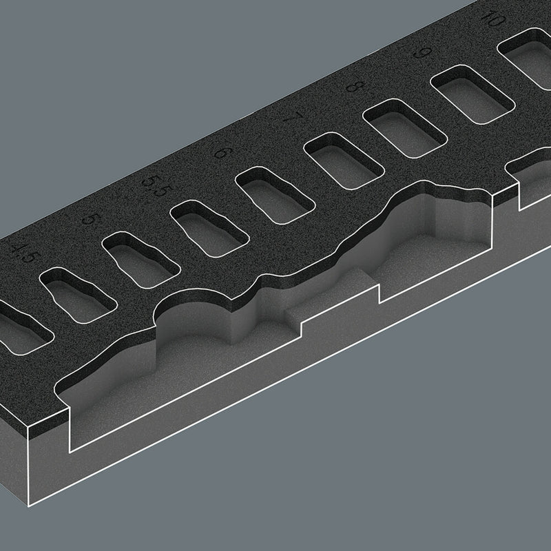 Wera 05137320001 9820 Foam insert 8000 A Zyklop 1/4" ratchet set 1, empty, 172 x 30 x 392 mm