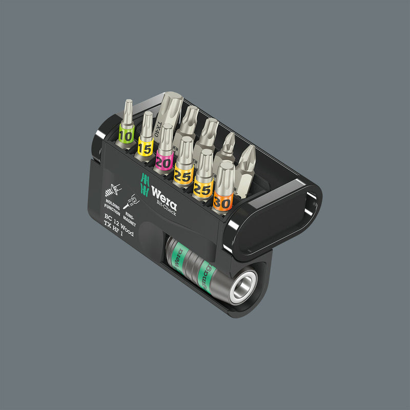 Wera 05073641001 Bit-Check 12 Wood TX HF 1 SB, 12 pieces