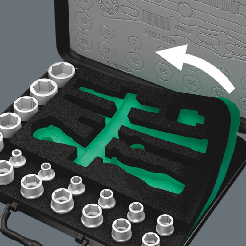 Wera 05003596001 8100 SB 4 Zyklop Speed Ratchet Set, 3/8" drive, imperial, 38 pieces