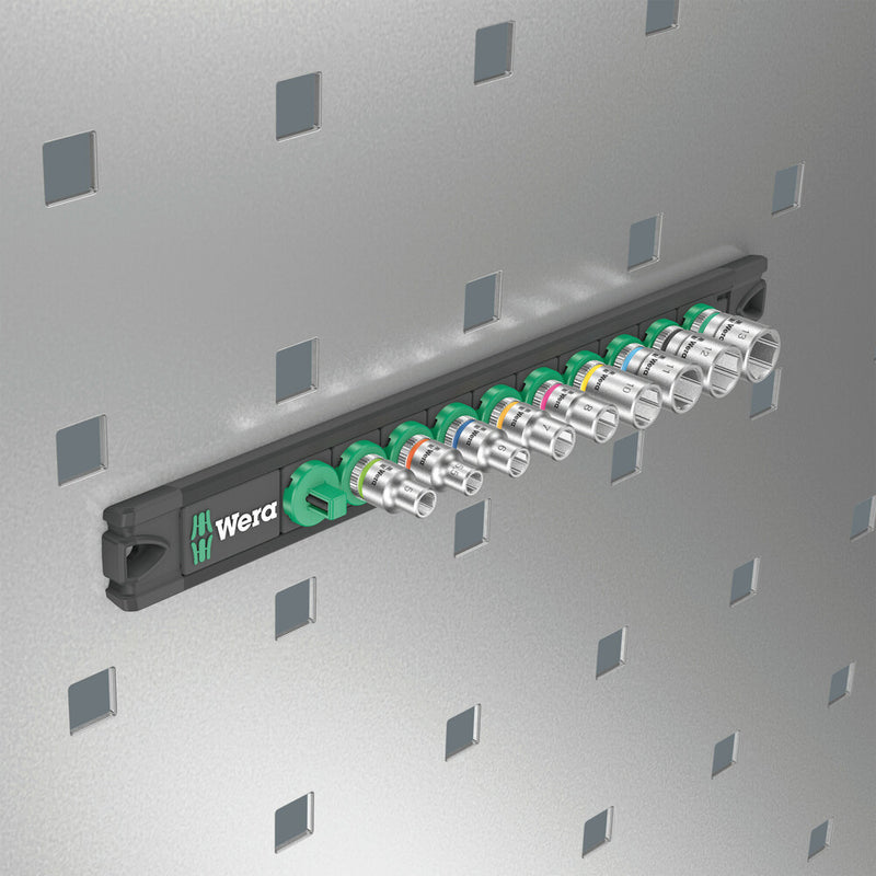 Wera 05005400001 Magnetic socket rail A 4 Zyklop socket set, 1/4" drive, 9 pieces