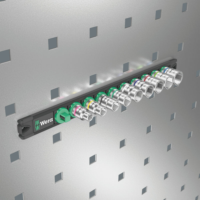 Wera 05005430001 Magnetic socket rail B 4 Zyklop socket set, 3/8" drive, 9 pieces