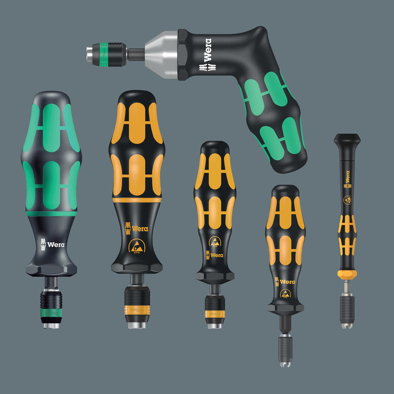 Wera 05074790001 Series 7400 Kraftform pre-set, adjustable torque screwdrivers (0,1-1,5 Nm) with Rapidaptor quick-release chuck, handle size 89 mm, 7450 x 0.1 Nm x 0.1-0.34 Nm