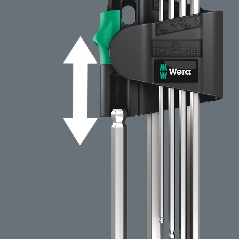 Wera 05022101001 950/7 Hex-Plus Magnet 1 Magnetic L-key set, metric, chrome-plated, 7 pieces